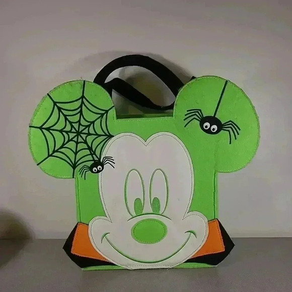 Disney Mickey Mouse Felt Trick or Treat Candy  Bag Glow in the Dark Halloween - Picture 1 of 6